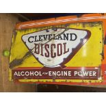 An enamel sign, Cleveland Discol Alcohol for Engine Power, 75 x 123 cm Creased, bent, general loss