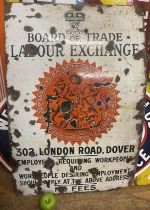 An Edward VII enamel sign, Board of Trade Labour Exchange, 302 London Road, Dover, 92 x 61 cm Some