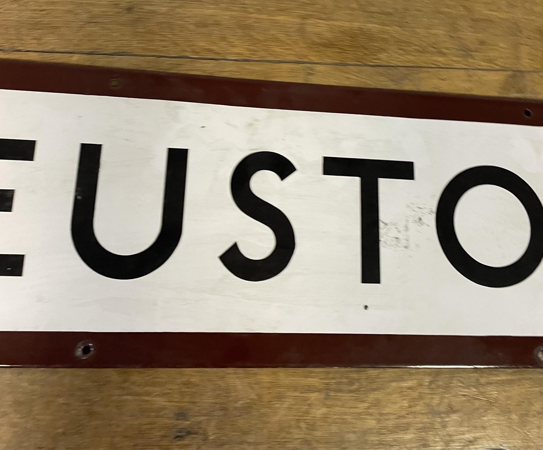 A London Underground enamel sign, Euston, 23 x 114 cm - Image 4 of 11