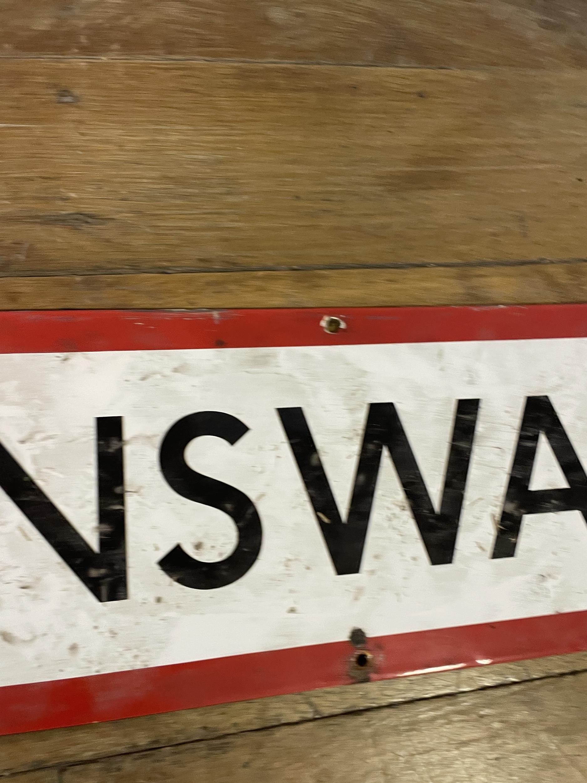 A London Underground enamel sign, Queensway, 23 x 95 cm - Image 5 of 6