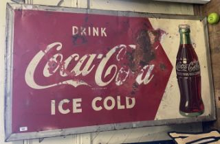 A large metal Coca Cola sign, 81 x 142 some loss/damage