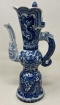 A Chinese blue and white wine ewer, character mark to base, 22 cm high