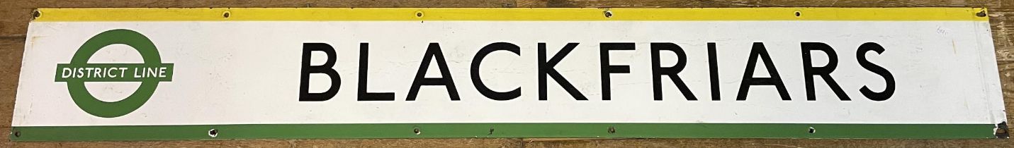 A London Underground enamel sign, Blackfriars, 24 x 160 cm