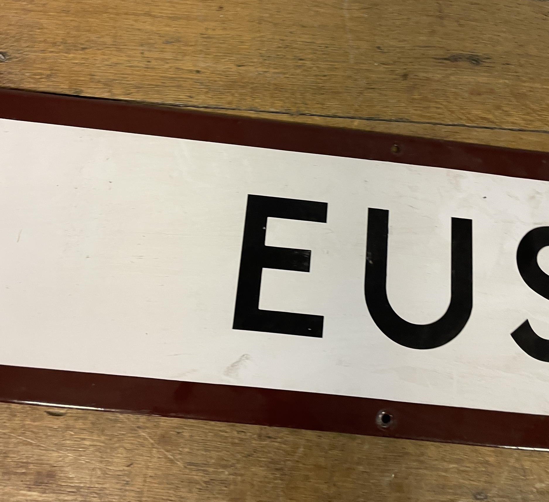 A London Underground enamel sign, Euston, 23 x 114 cm - Image 3 of 11