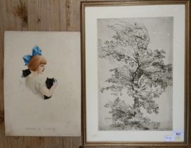 Mary C Lamb, Bundles of Mischief, watercolour, signed, unframed, 38 x 28 cm, and a study of a