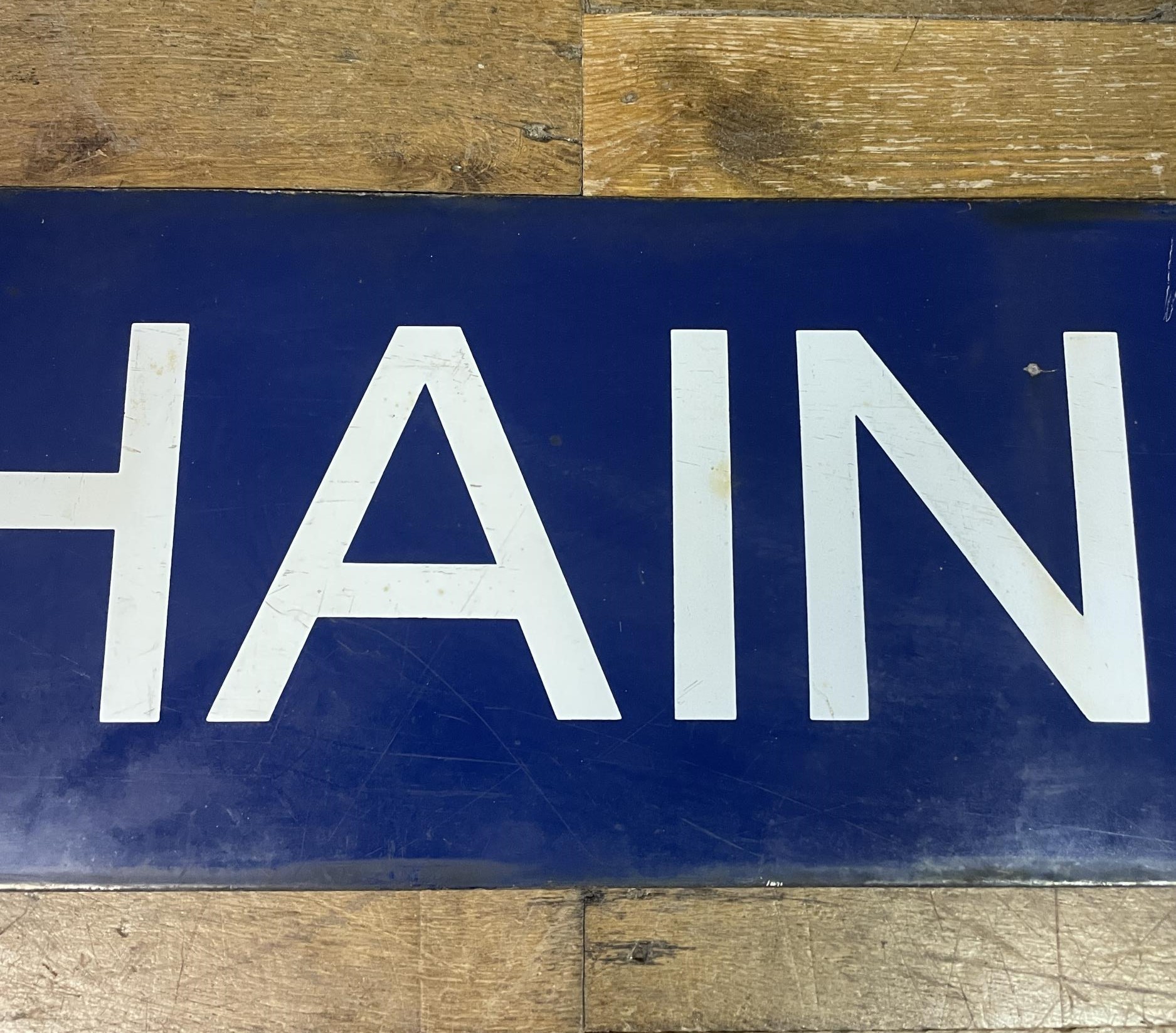 A London Underground enamel sign, Hainault, 27 x 149 cm - Image 3 of 7