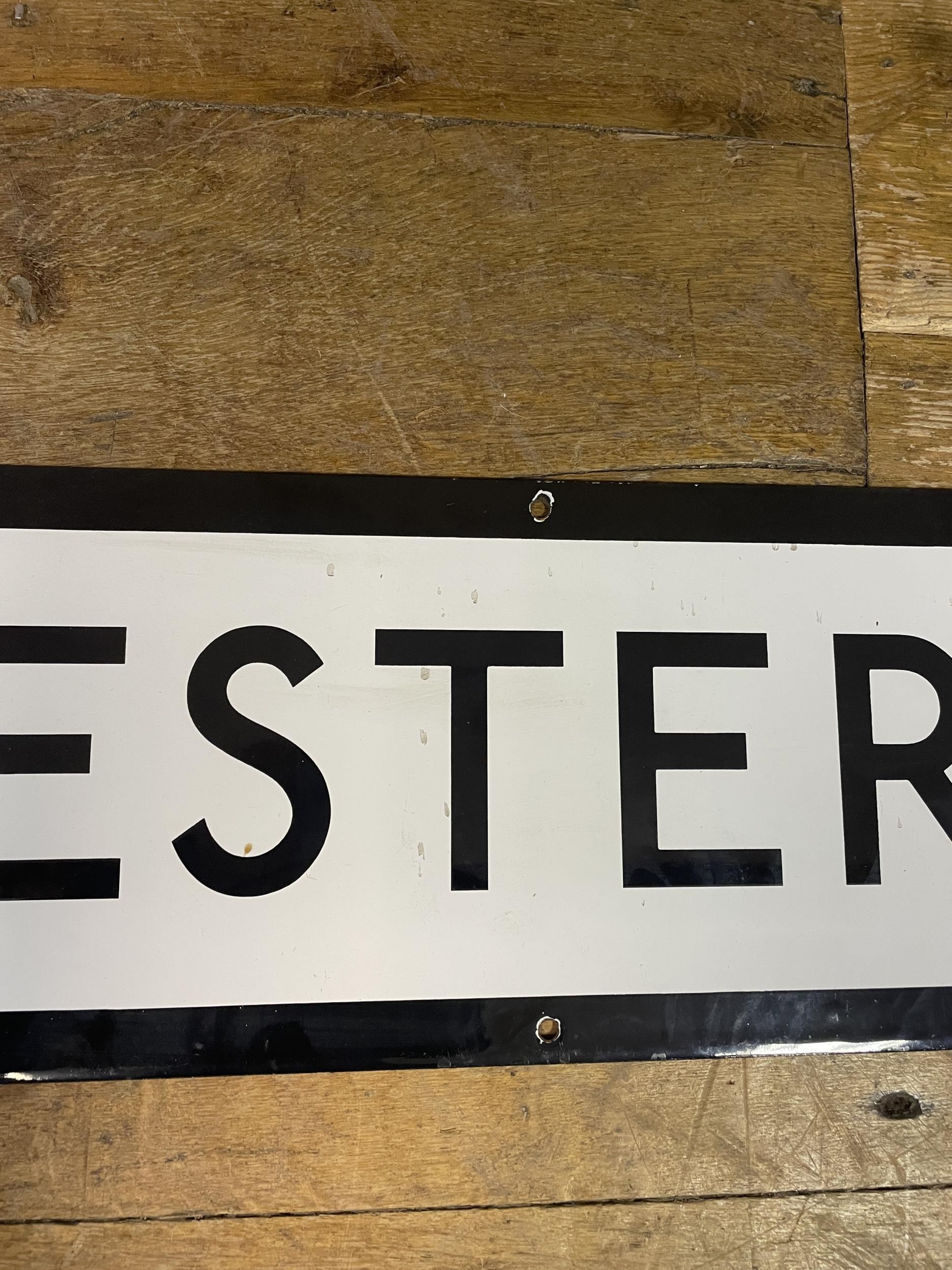 A London Underground enamel sign, Leicester Square, 23 x 170 cm - Image 5 of 12