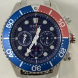 A gentleman's stainless steel Seiko Solar Chronograph divers 200m wristwatch, boxed, with