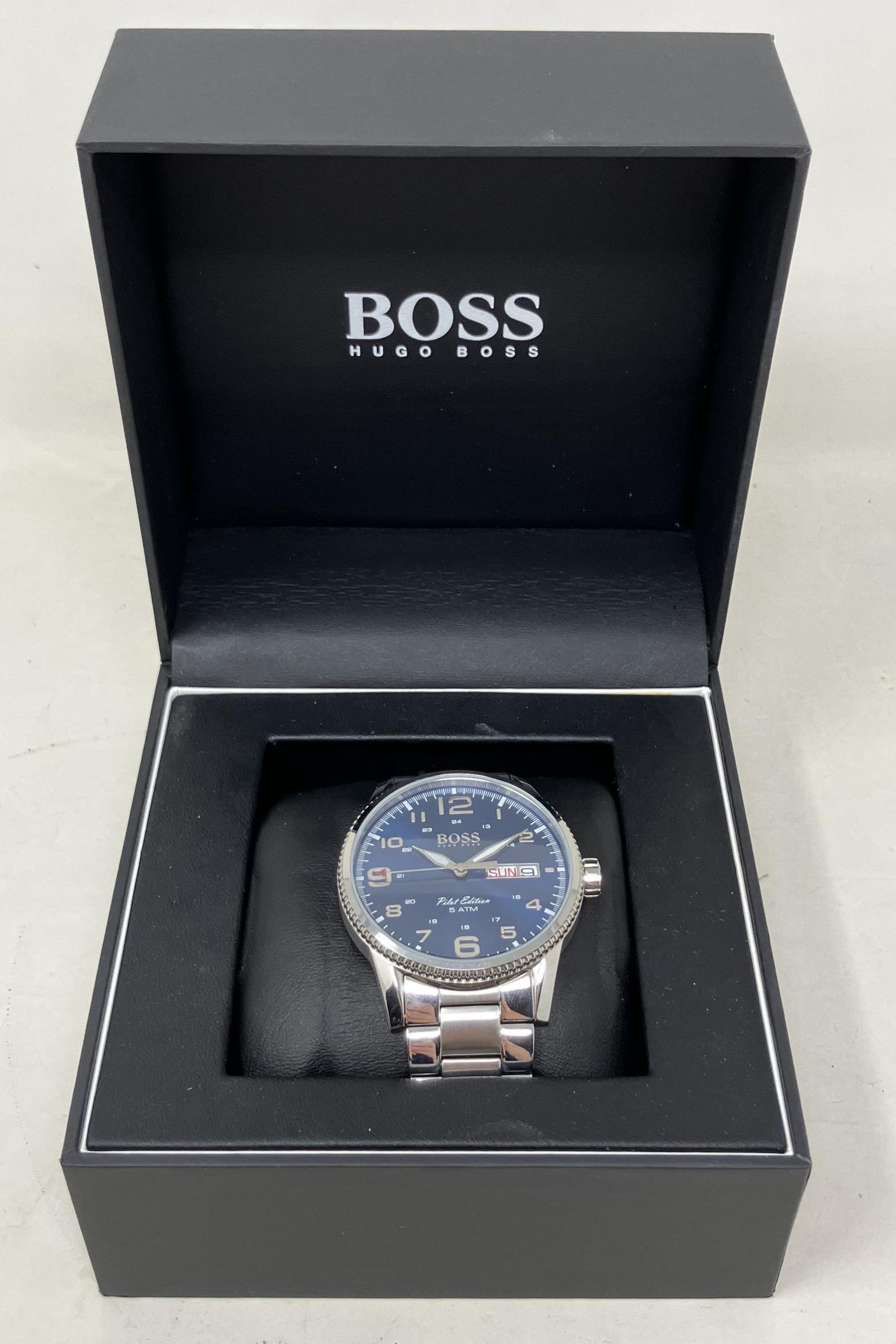 A gentleman's stainless steel Hugo Boss Pilot Edition wristwatch, boxed, with receipt, warranty - Image 3 of 4