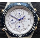 A gentleman's stainless steel Seiko Quartz Chronograph Sports 150 wristwatch, boxed, with related