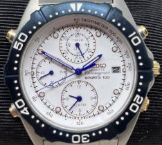 A gentleman's stainless steel Seiko Quartz Chronograph Sports 150 wristwatch, boxed, with related