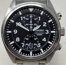 A gentleman's stainless steel Seiko Chronograph Quartz Sports 100 wristwatch, and another