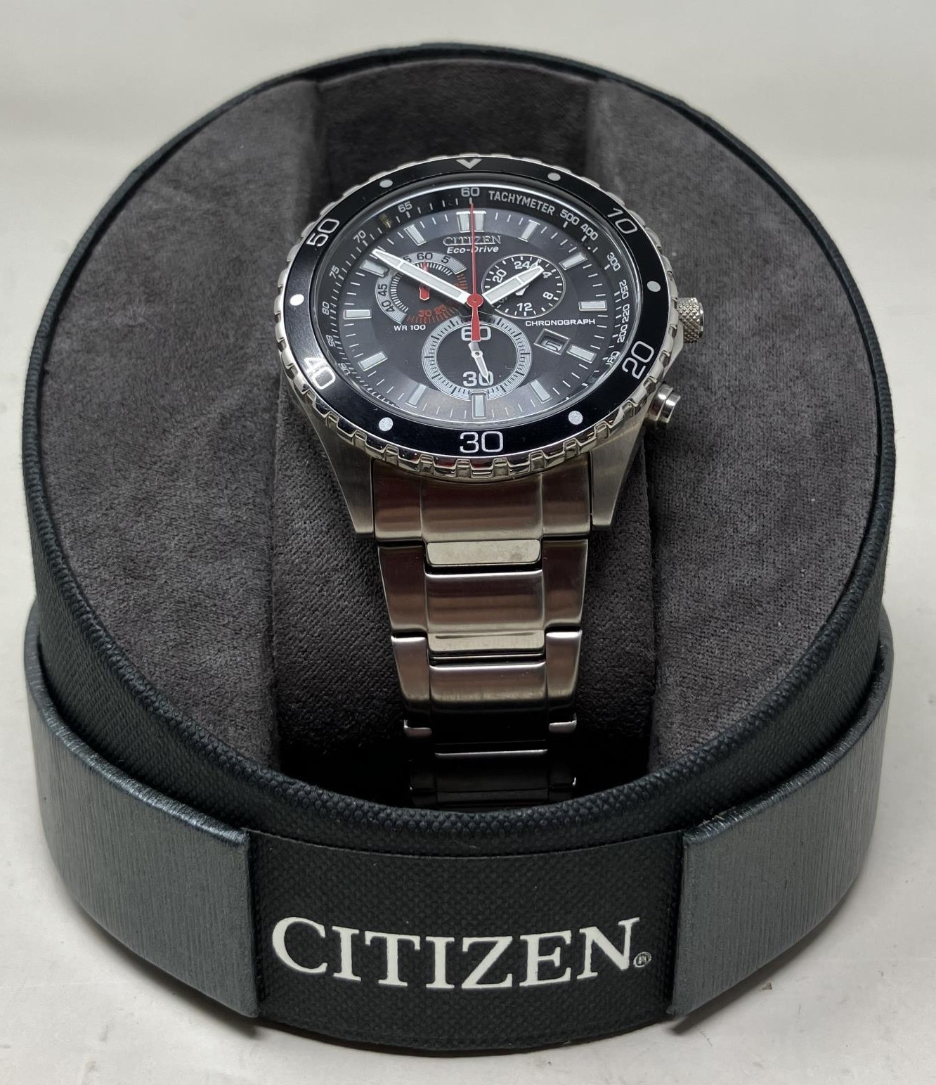 A gentleman's stainless steel Citizen Eco-Drive Chronograph wristwatch, boxed - Image 2 of 2