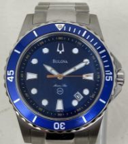 A gentleman's stainless steel Bulova Marine Star wristwatch, boxed, with spare links watch not
