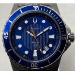 A gentleman's stainless steel Bulova Marine Star wristwatch, boxed, with instructions and spare