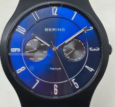 A gentleman's titanium Bering 11939-078, on a stainless steel mesh strap, boxed, with guarantee