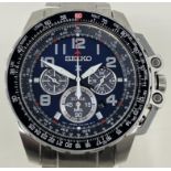 A gentleman's stainless steel Seiko X Solar Chronograph wristwatch, boxed