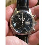 A gentleman's stainless steel IWC Pilot's Chronograph wristwatch, boxed with paperwork 41mm case