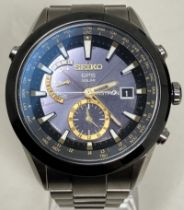 A gentleman's titanium Seiko Astron GPS Solar wristwatch, boxed, with certificate, manual, and spare