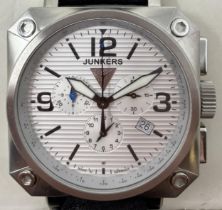 A gentleman's stainless steel Junkers Horizon model 6790 wristwatch, on a leather strap, and a