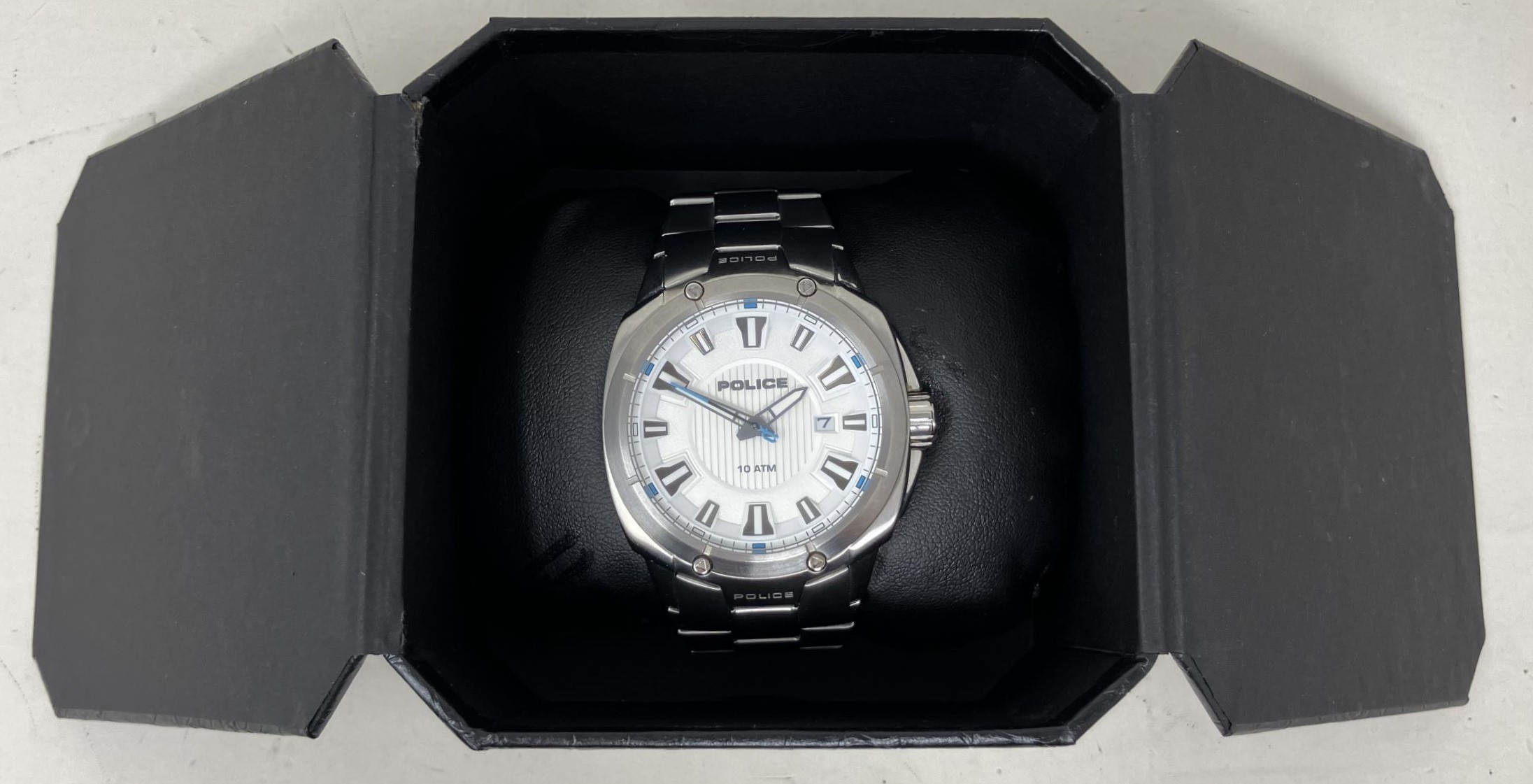 A gentleman's stainless steel Police 10 ATM wristwatch, boxed, with warranty booklet, instruction - Image 2 of 3