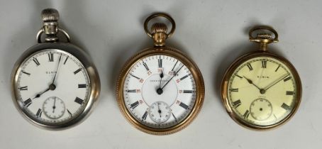 A Seth Thomas gold plated open face pocket watch, and two other pocket watches (3) Seth Thomas -