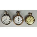 A Seth Thomas gold plated open face pocket watch, and two other pocket watches (3) Seth Thomas -