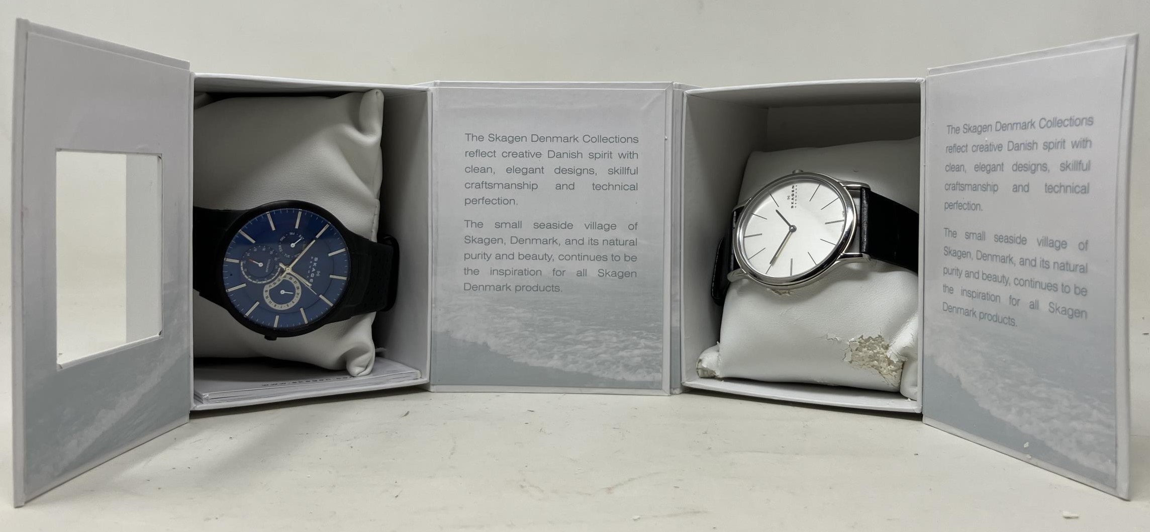 A gentleman's titanium Skagen 809XLTBLN wristwatch, on a leather strap, boxed, with warranty and - Image 4 of 4