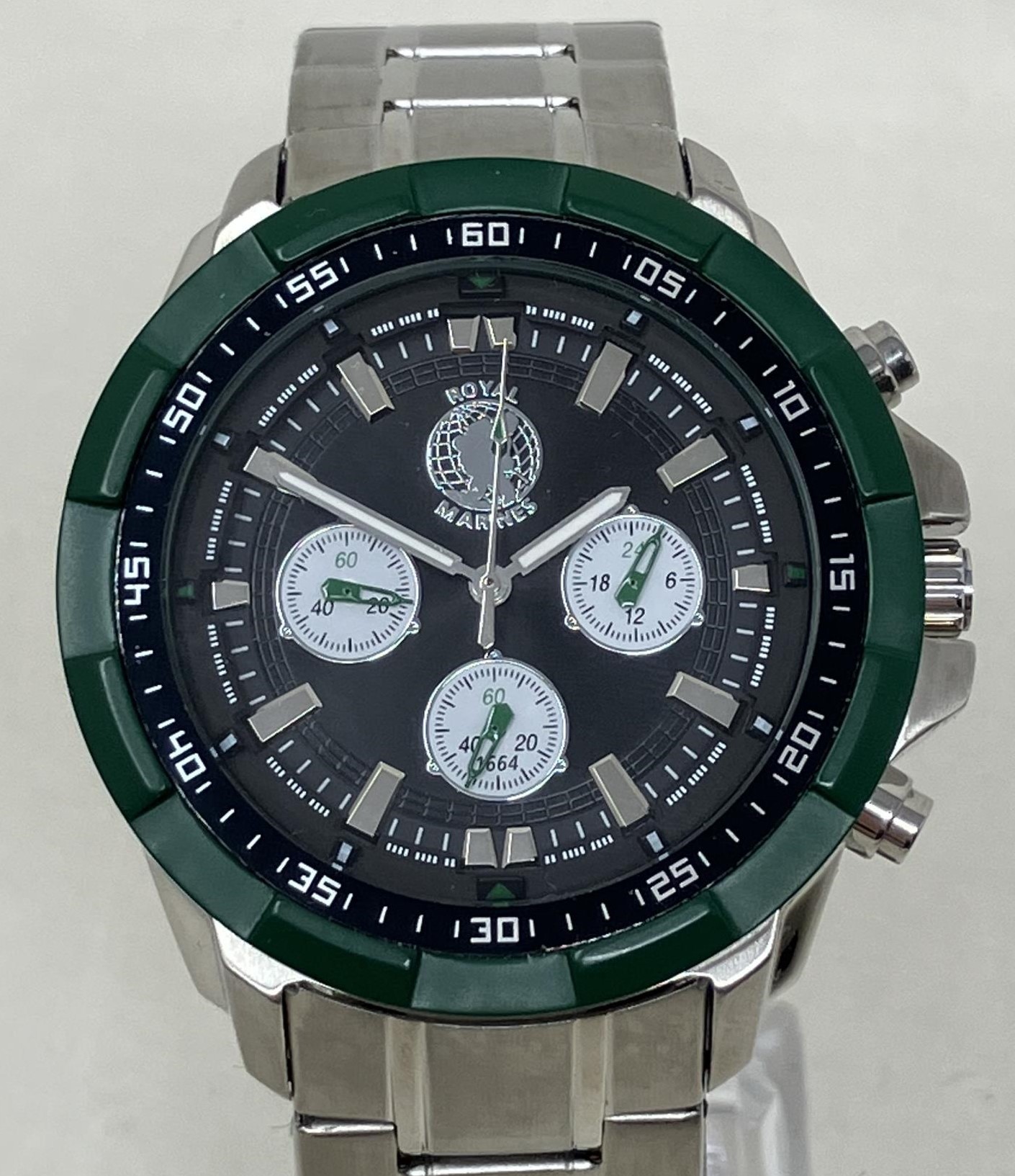 A gentleman's stainless steel Royal Marines Chronograph wristwatch, from The Bradford Exchange,