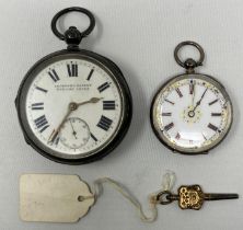 A silver open face Improved Patent English Lever wristwatch, and a silver fob watch (2)