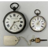 A silver open face Improved Patent English Lever wristwatch, and a silver fob watch (2)