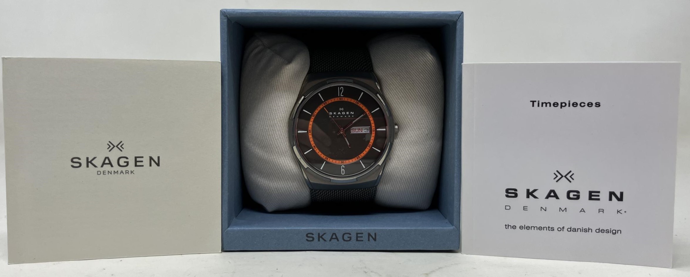 A gentleman's titanium Skagen SKW6007 wristwatch, on a stainless steel mesh strap, boxed, with - Image 2 of 3