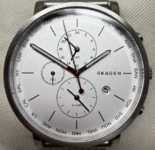 A gentleman's stainless steel Skagen Hagen SKW6301 wristwatch, boxed with instructions and