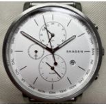 A gentleman's stainless steel Skagen Hagen SKW6301 wristwatch, boxed with instructions and