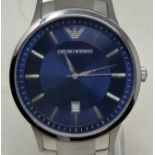 A gentleman's stainless steel Emporio Armani AR-2477 wristwatch, boxed, with instruction booklet,