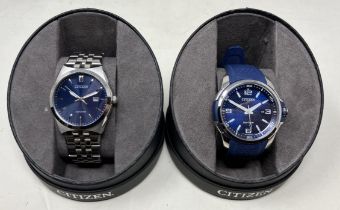 A gentleman's stainless steel Citizen Eco-Drive wristwatch, boxed, with instruction manual,