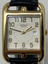 A gentleman's 18ct gold Hermes Automatic Cape Cod wristwatch, with a date, boxed, and with another