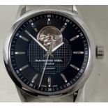 A gentleman's stainless steel Raymond Weil Geneve Automatic wristwatch, boxed, with instructions,