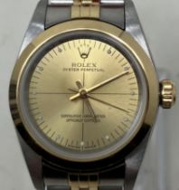 A ladies stainless steel and gold Rolex Oyster Perpetual Superlative Chronometer Officially