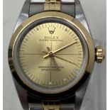 A ladies stainless steel and gold Rolex Oyster Perpetual Superlative Chronometer Officially