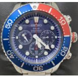 A gentleman's stainless steel Seiko Solar Chronograph Divers 200 wristwatch, boxed, with