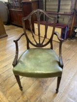 A mahogany armchair, and a stool (2)