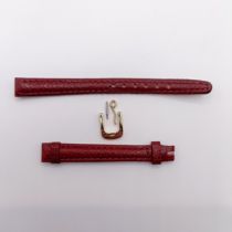A brown/red leather watch strap, with a fastener, lug width 10mm