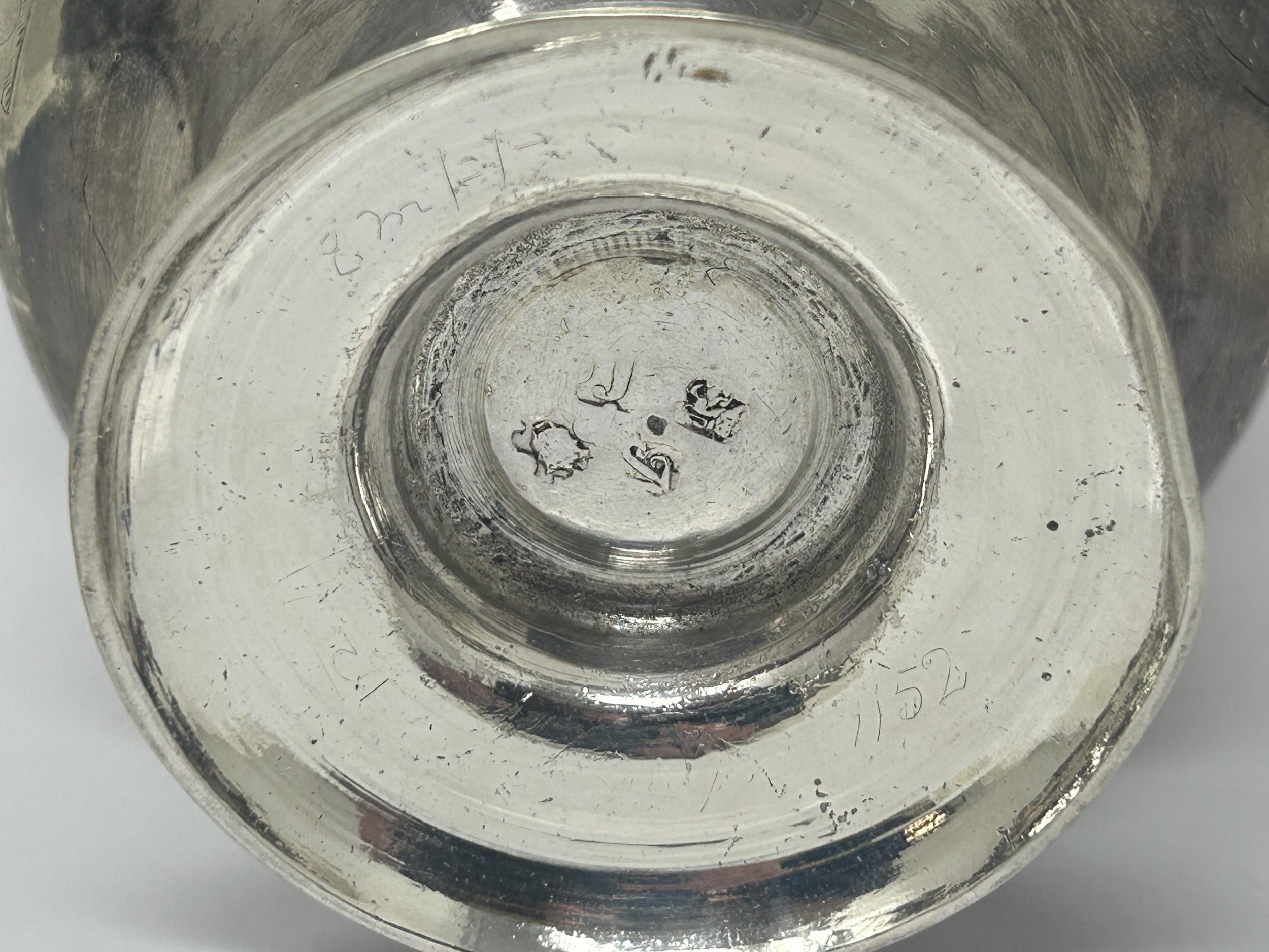 An 18th century silver pedestal bowl, marks rubbed, 6.7 ozt - Image 4 of 5