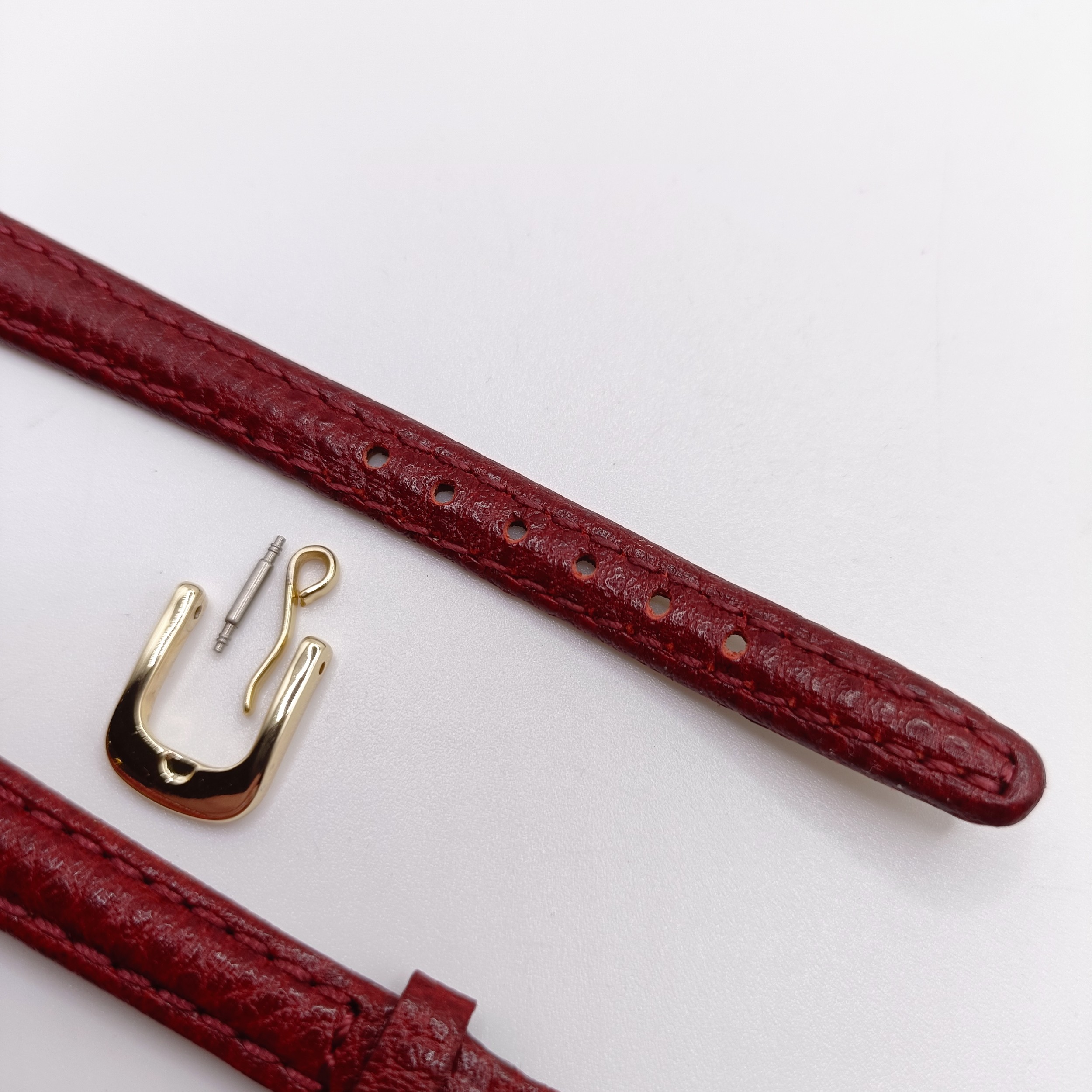 A brown/red leather watch strap, with a fastener, lug width 10mm - Image 3 of 5