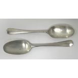 A pair of George II silver Old English pattern spoons, London 1731