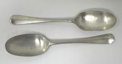 A pair of George II silver Old English pattern spoons, London 1731