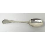 An 18th century silver rat tail trefid spoon, marks rubbed, 1.2 ozt