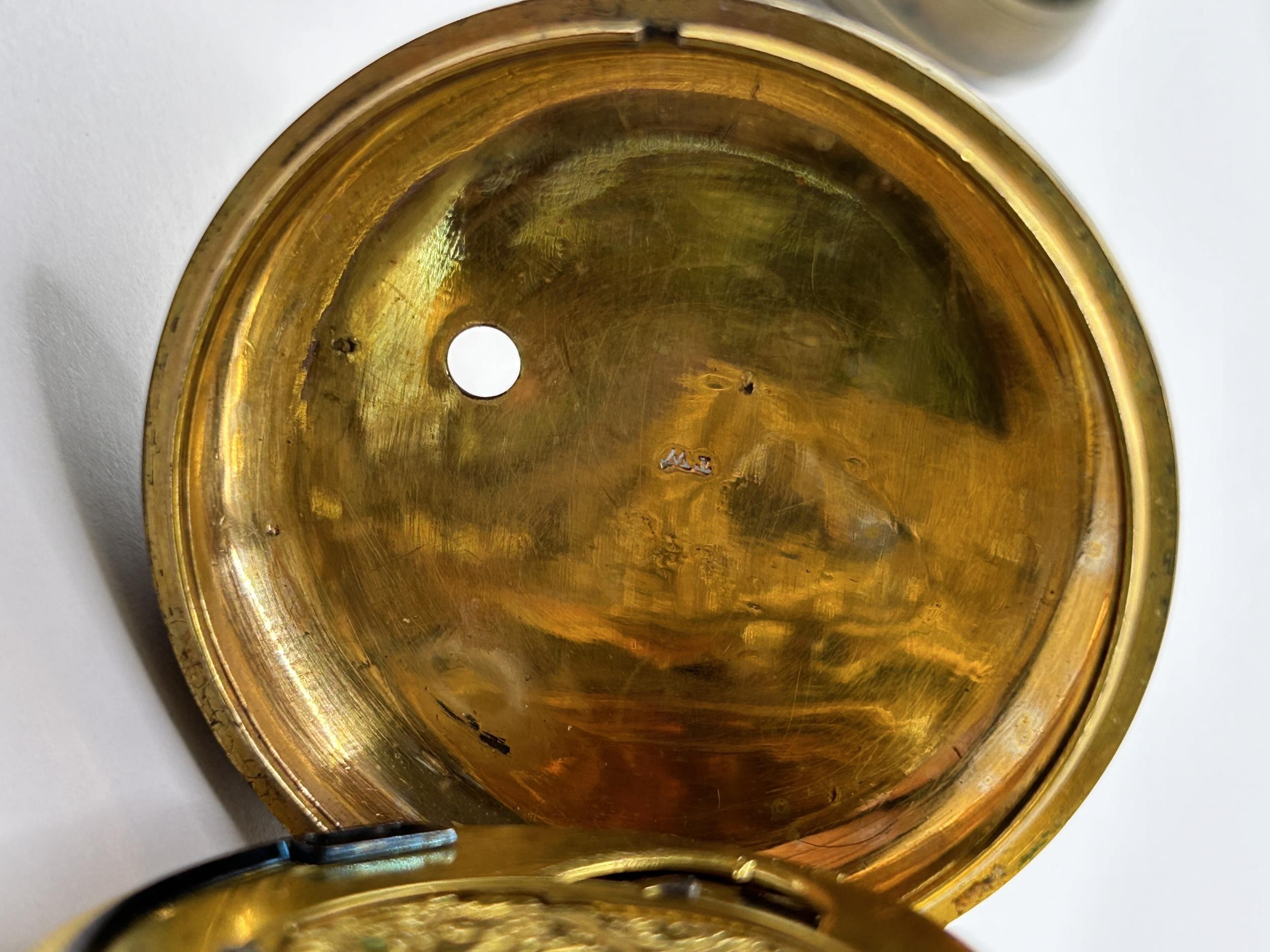An 18th century pair cased pocket watch, the enamel dial with Roman numerals, the movement signed - Image 6 of 6