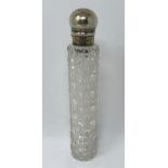 A Victorian cut glass scent bottle, with a silver mount, London 1881, 20 cm high
